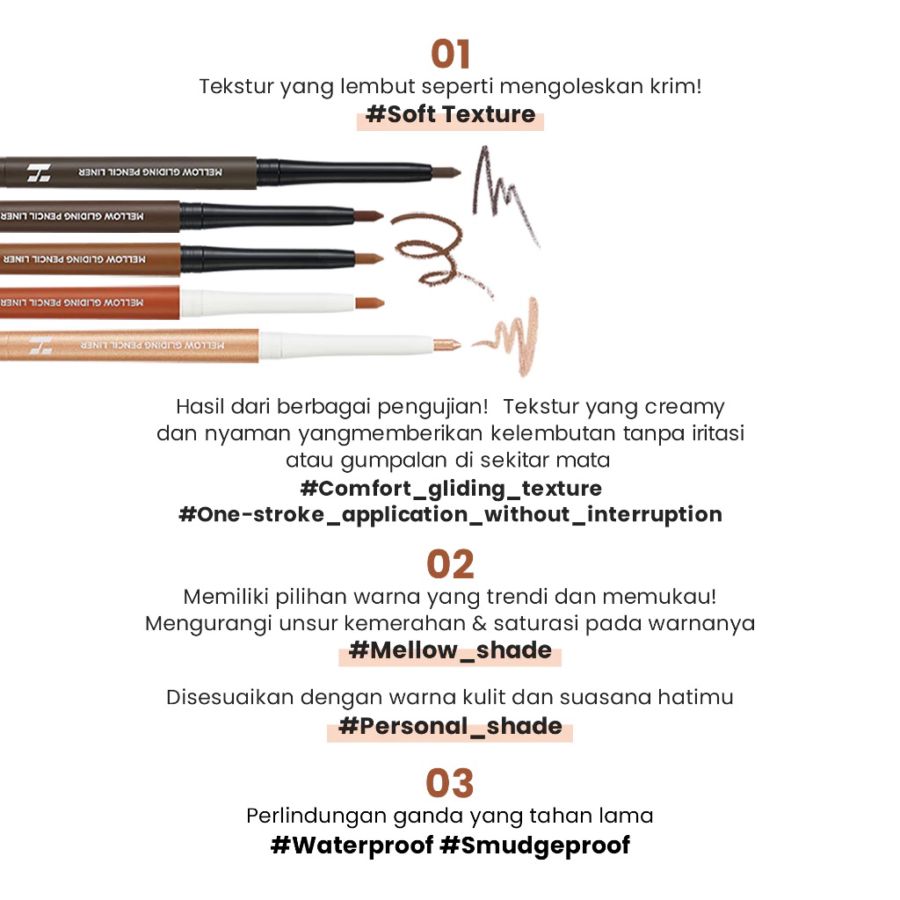 Holika Holika Mellow Gliding Pencil Liner 01 Greige Waterproof Eyeliner 3gram