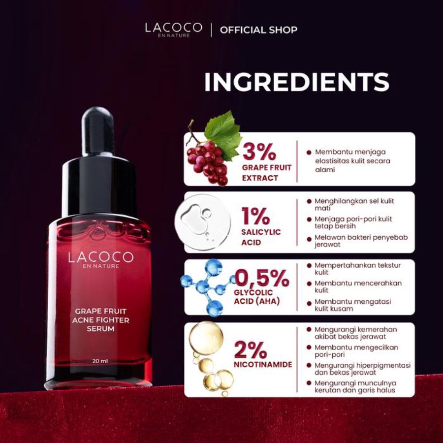 Lacoco Grape Fruit Acne Fighter Face Serum 20ml