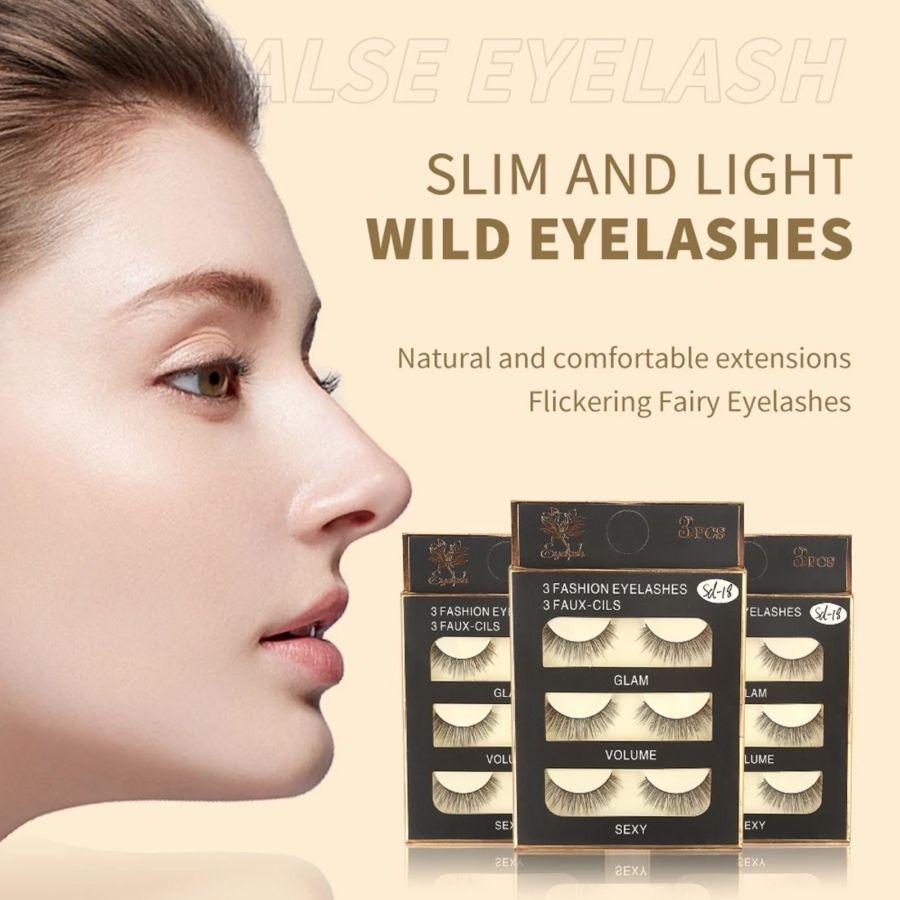 MAANGE 3 Pairs of Natural False Eyelashes Bulu Mata Palsu MGY7044 SD14 100gram