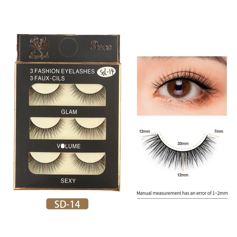 MAANGE 3 Pairs of Natural False Eyelashes Bulu Mata Palsu MGY7044 SD14 100gram