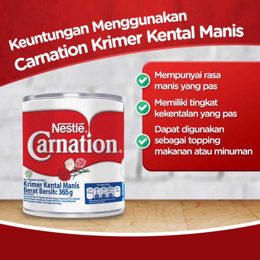 Nestle Carnation Krimer Kental Manis Kaleng 365gram
