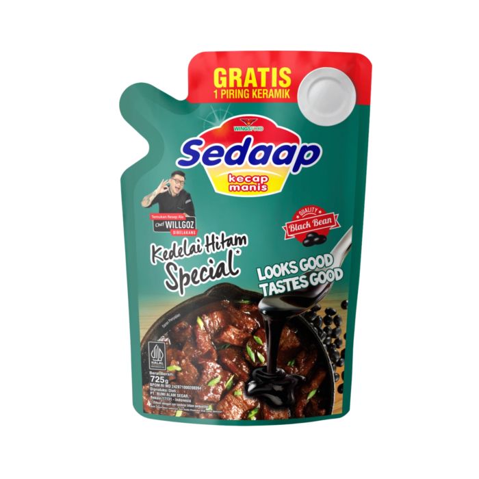 Sedaap Kecap Manis Kedelai Hitam Spesial Refil + Gratis Piring