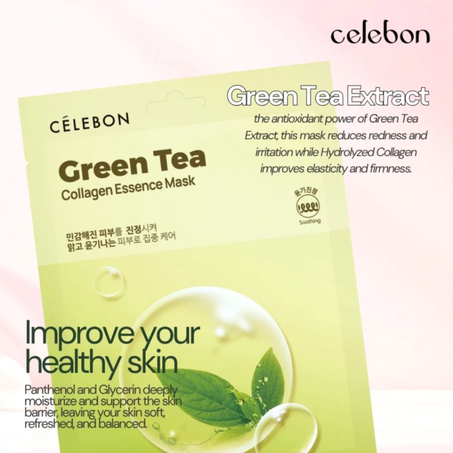 Celebon Green Tea Collagen Essence Sheet Face Mask 23ml