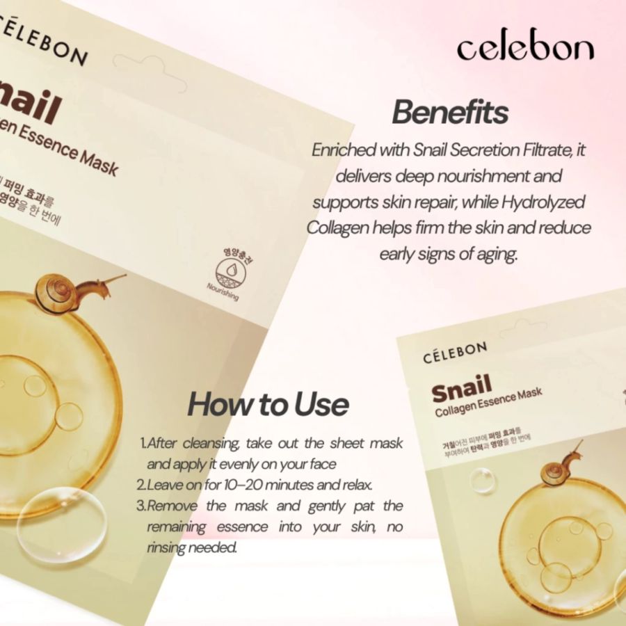 Celebon Snail Collagen Essence Sheet Face Mask 23ml