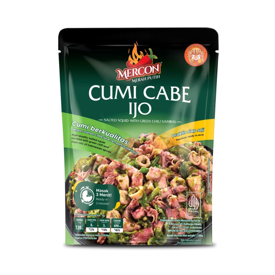 Mercon Merah Putih Cumi Cabe Ijo 150 gram 1pcs
