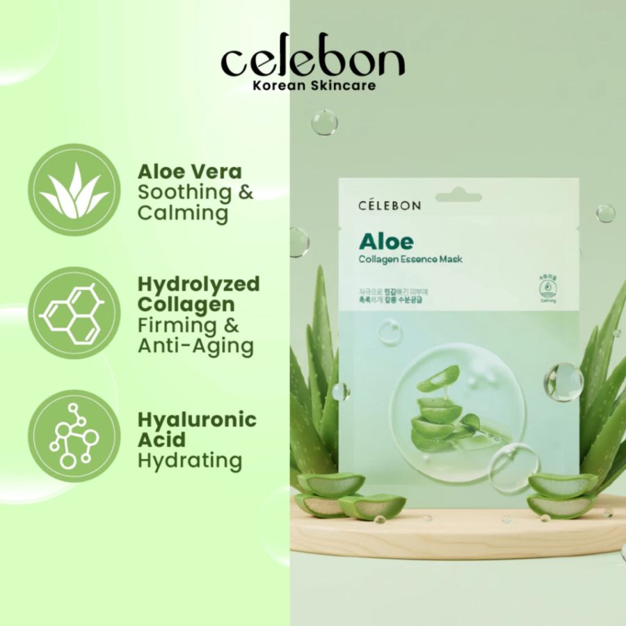 Celebon Aloe Vera Collagen Essence Sheet Face Mask 23ml