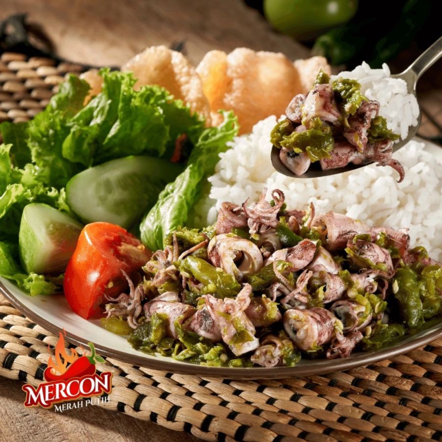 Mercon Merah Putih Cumi Cabe Ijo 150 gram 1pcs