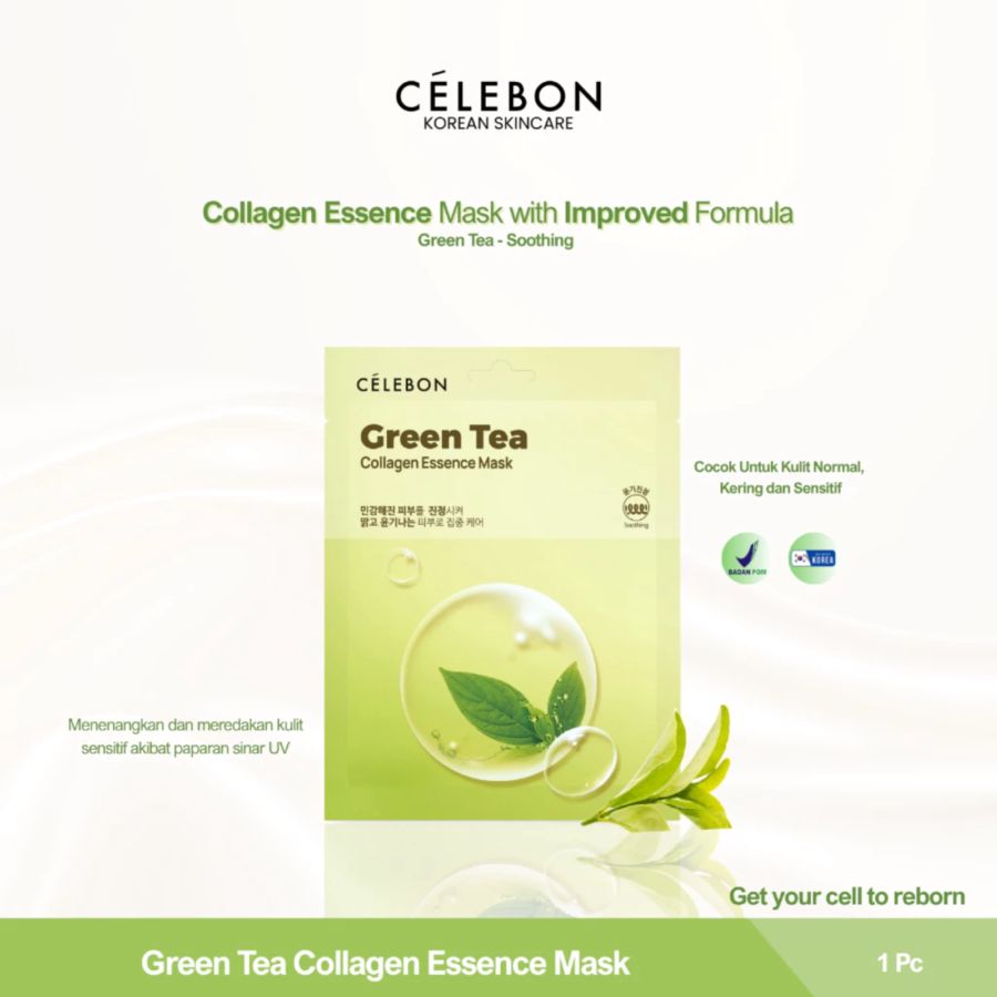 Celebon Green Tea Collagen Essence Sheet Face Mask 23ml
