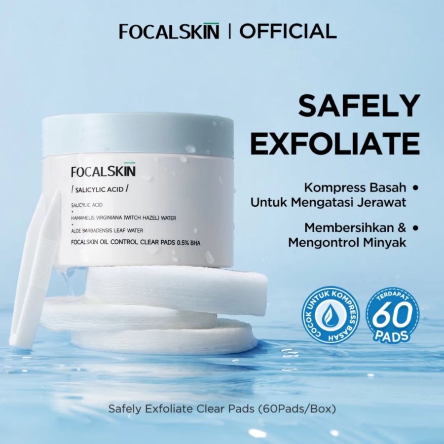 Focalskin Acne Exfoliating Clear Pad - Kapas Eksfoliasi 60pcs
