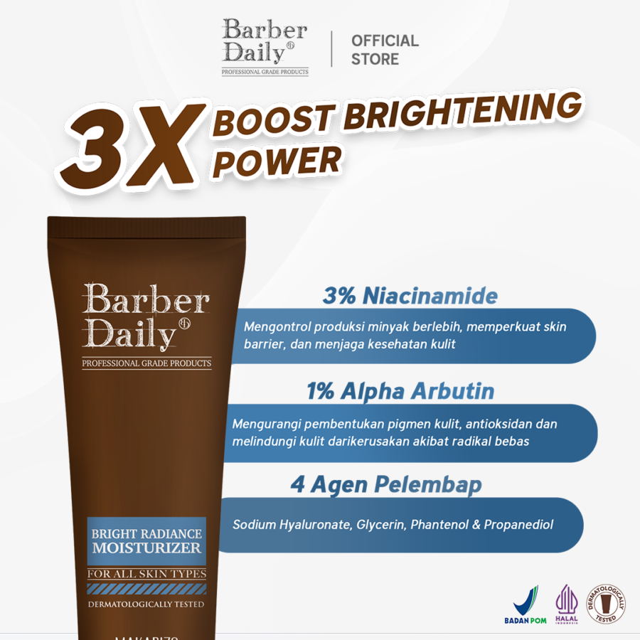 Barber Daily Bright Radiance Moisturizer Pelembab Wajah 50ml