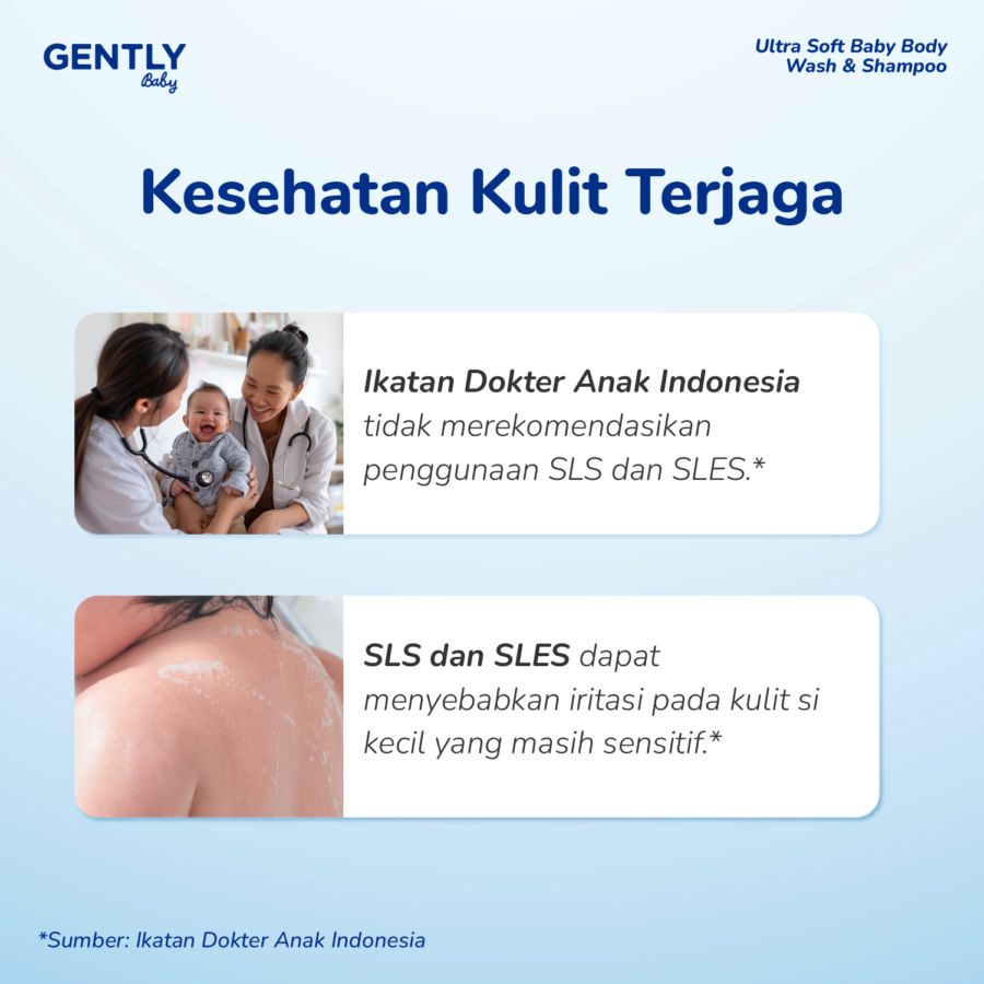 Gently Baby Ultra Soft Baby Body Wash & Shampoo Kebersihan Bayi Botol 250ml