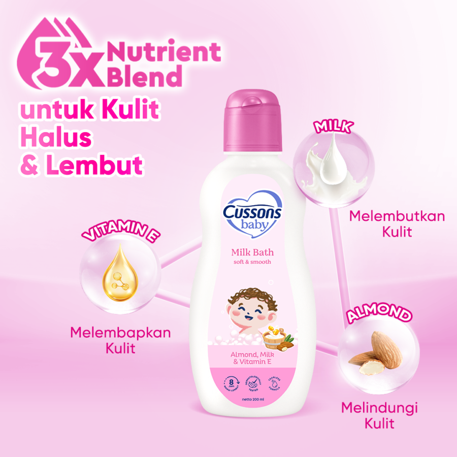 Cussons Baby Milk Bath Soft & Smooth Kebersihan Bayi 100ml