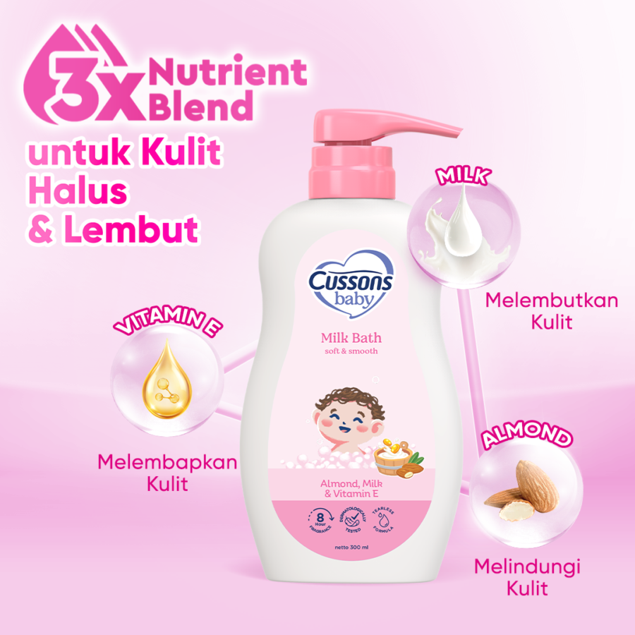 Cussons Baby Milk Bath Soft & Smooth Kebersihan Bayi 300ml