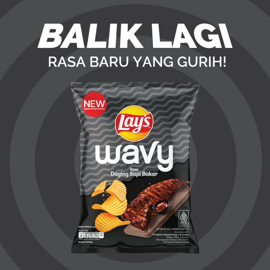 Lay's Wavy Snack Rasa Daging Sapi Bakar Big Pack 105gram