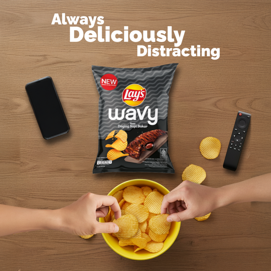 Lay's Wavy Snack Rasa Daging Sapi Bakar Big Pack 105gram