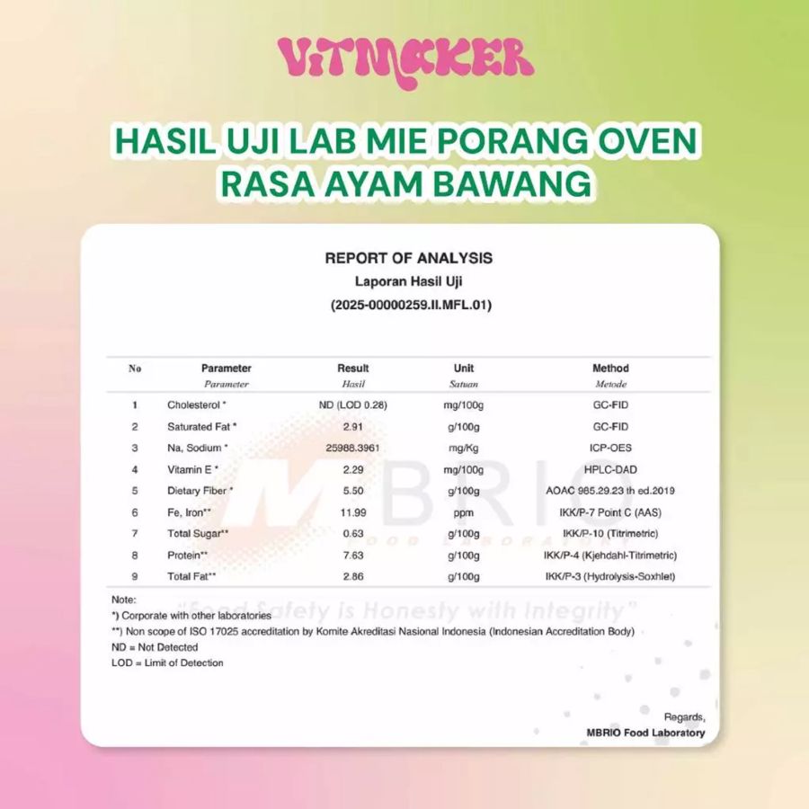 Vitmaker Mie Porang Kuah Ayam Bawang Mie Instan 75gram