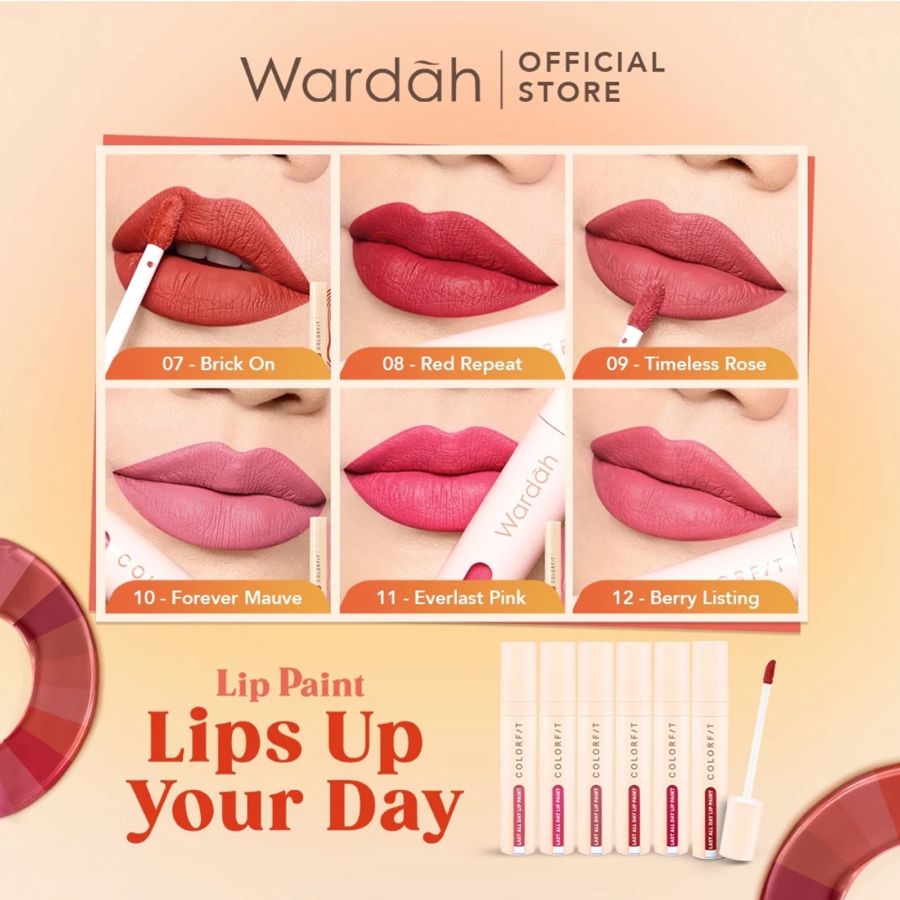 Wardah Colorfit Last All Day 01 Peach Till Drop Lip Paint 4gram