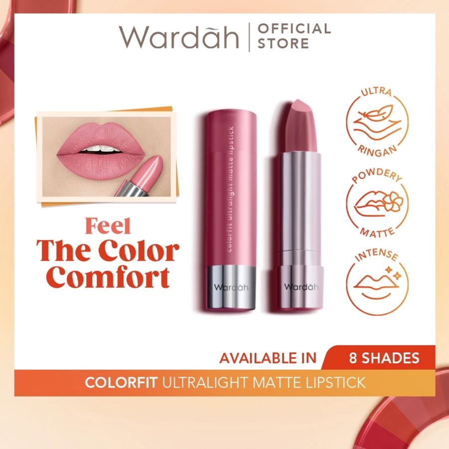 Wardah Colorfit Ultralight Matte Lipstick 01 Perfait Pink Box 4gram 4gram