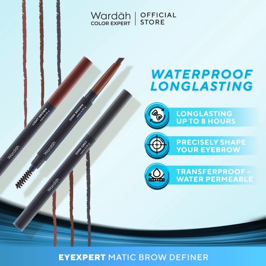 Wardah Eye Xpert Matic Brow Definer 01 Light Brown Stick (Pensil Alis) 1stick