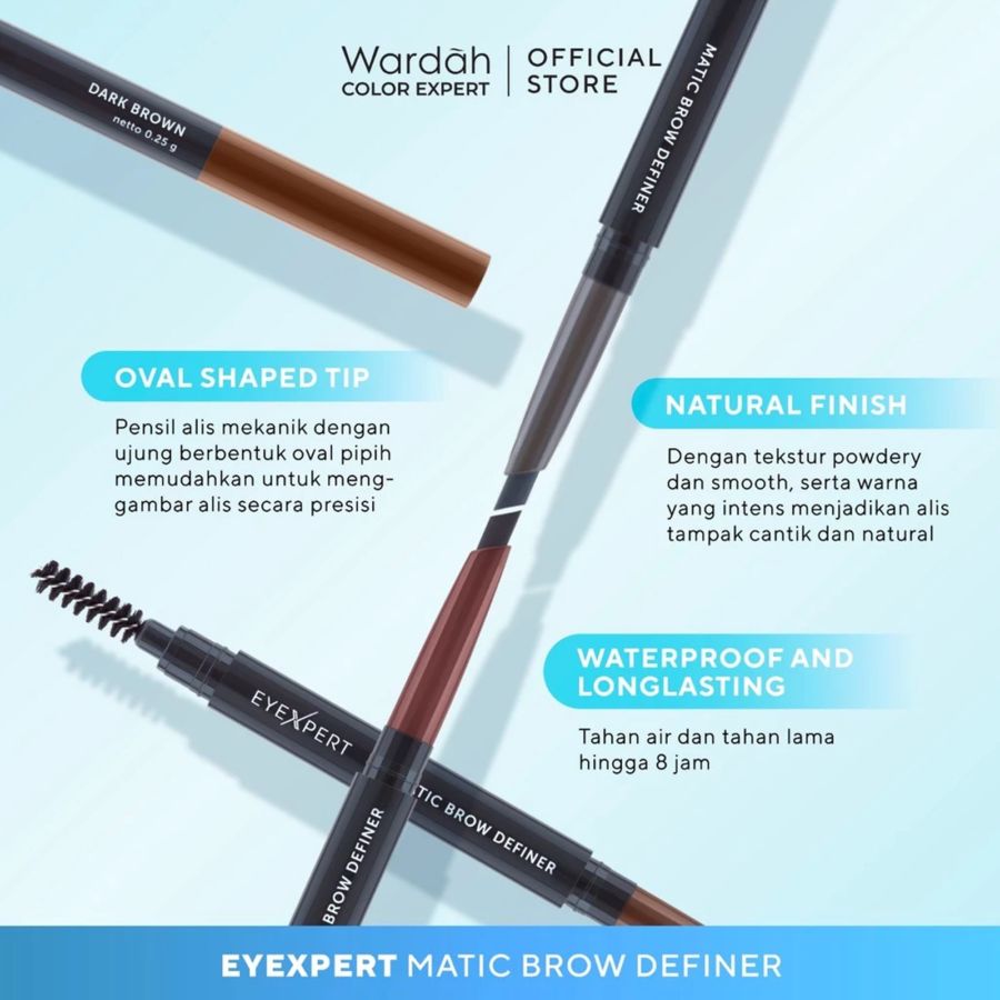 Wardah Eye Xpert Matic Brow Definer 03 Dark Grey Stick (Pensil Alis) 1stick
