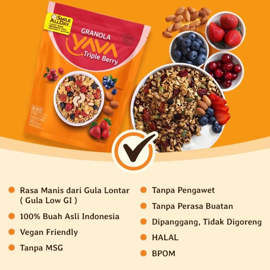 Yava Granola Triple Berry 400gram