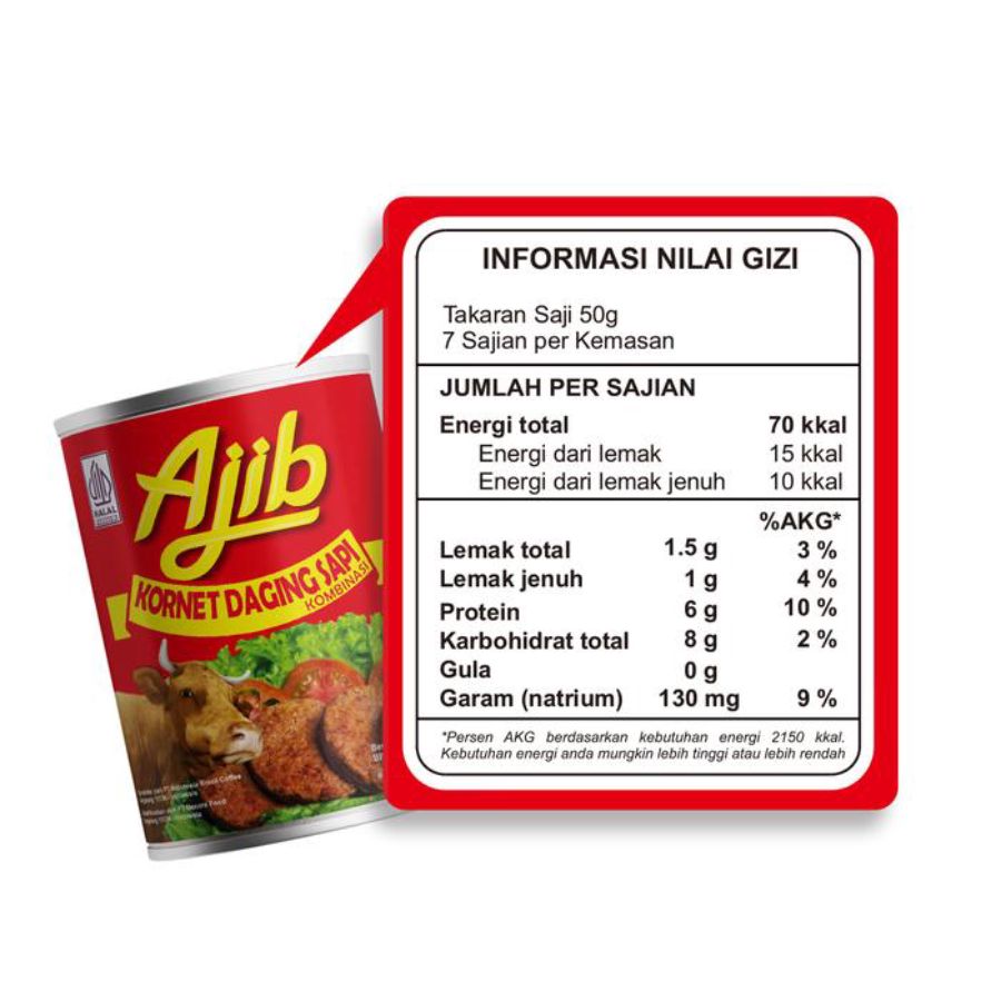 Ajib Kornet Daging Sapi 200gram