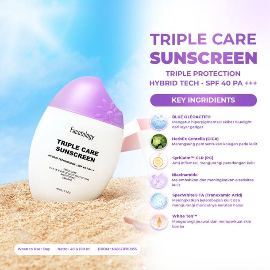 Facetology Triple Care Sunscreen SPF 40 PA +++ 40ml