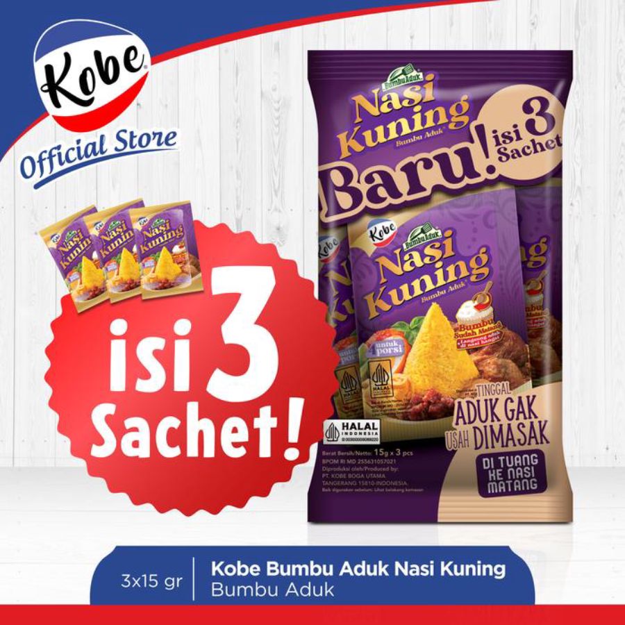 Kobe Bumbu Aduk Nasi Kuning 45gr 3pcs
