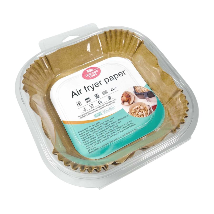 One Two Cups Kertas Alas Air Fryer Paper Liner Non Stick 50 PCS 16cm - MJ5 - Brown 1pcs
