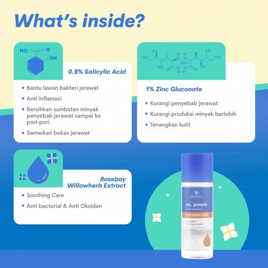 Emina Ms. Pimple Acne Solution Exfoliating Toner 100ml