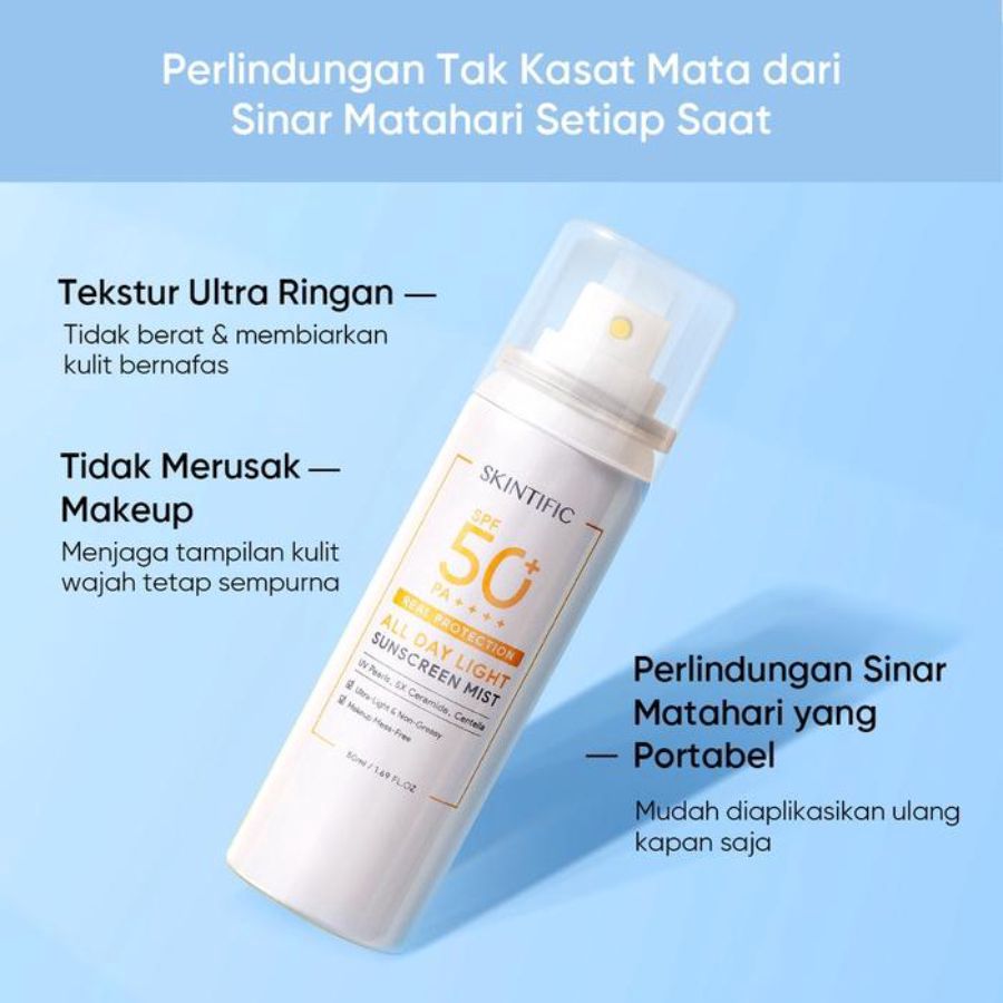 Skintific All Day Light Sunscreen Mist Spf 50 Pa++++ Tabir Surya 120ml
