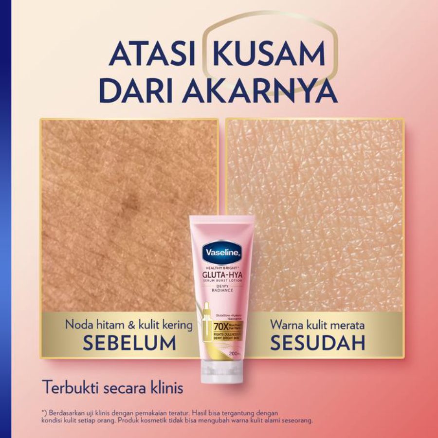 Vaseline Healthy Bright Gluta Hyaluron Niacinamide Serum Lotion Dewy Radiance/Body Lotion 200ml