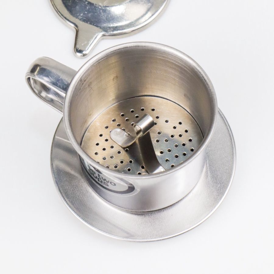 One Two Cups Vietnam Drip Coffee Filter Pot Saringan Kopi 180ml 8Q - LC1 - Silver 1pcs