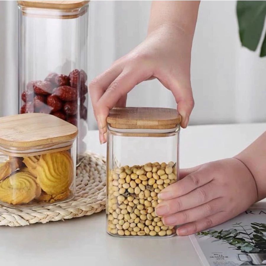 One Two Cups Toples Kaca Penyimpanan Makanan Kedap Udara Storage Jar 500ml - HC1019 - Transparent 1pcs