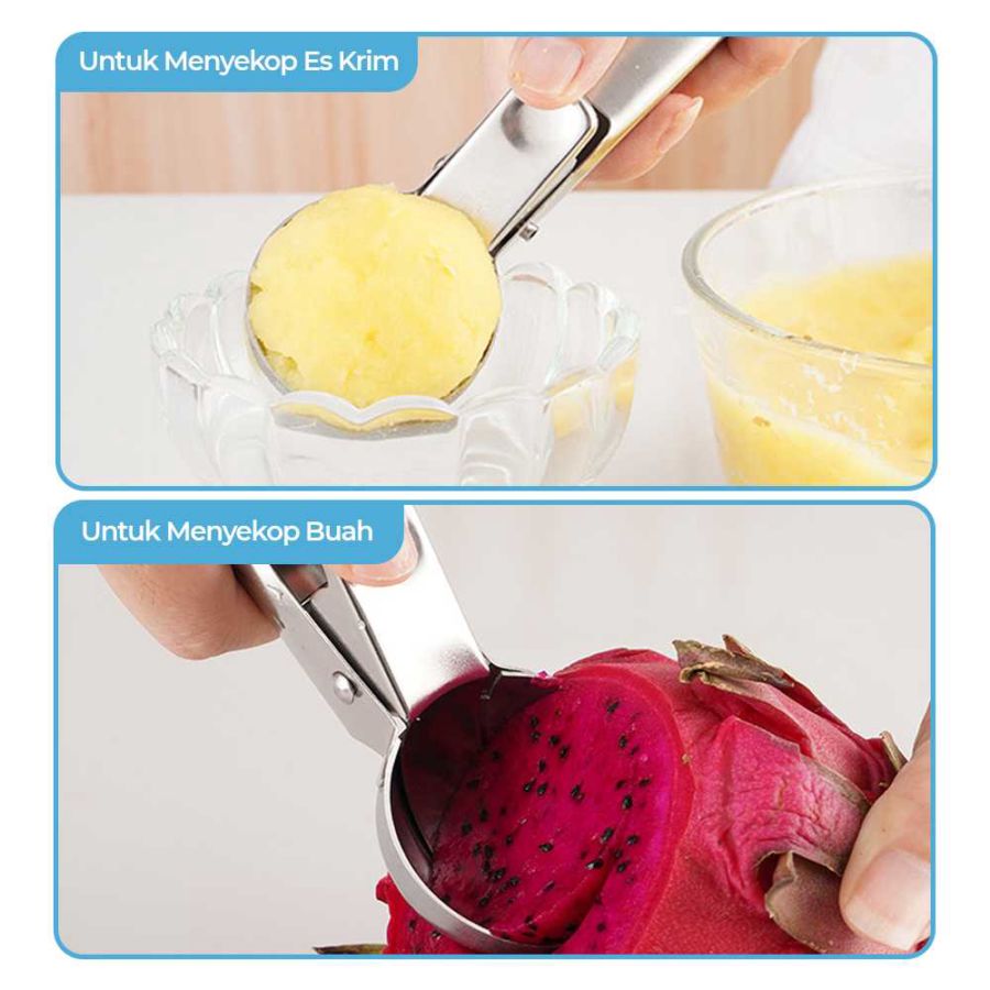 One Two Cups Sendok Scoop Es Krim dan Buah Stainless Steel 430 47mm - 164Z - Silver 1pcs