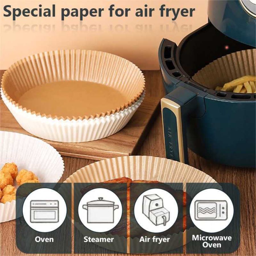 One Two Cups Kertas Alas Air Fryer Paper Liner Oilproof 16cm 50 PCS - MK5 - Brown 1pcs