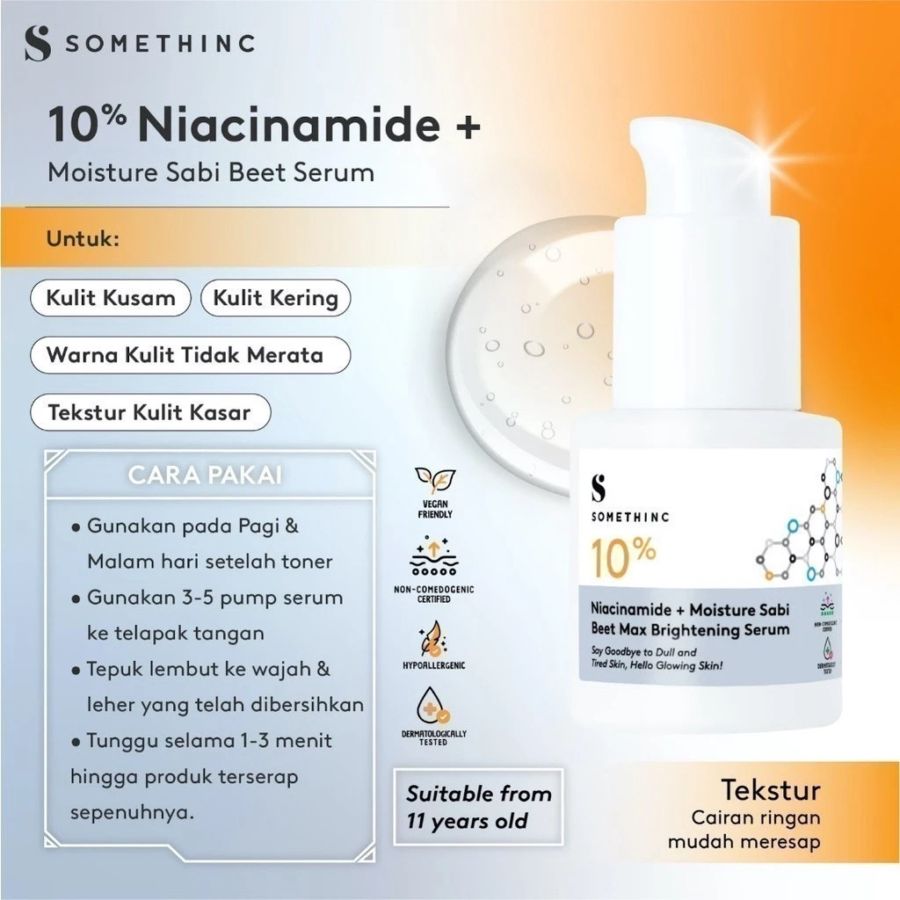 Somethinc 10% Niacinamide + Moisture Sabi Beet Max Brightening Serum Wajah 20ml