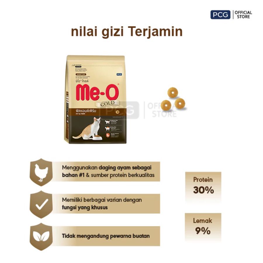 Me-O Gold Fit & Firm Adult Makanan Kucing Kering 400gram 1pcs
