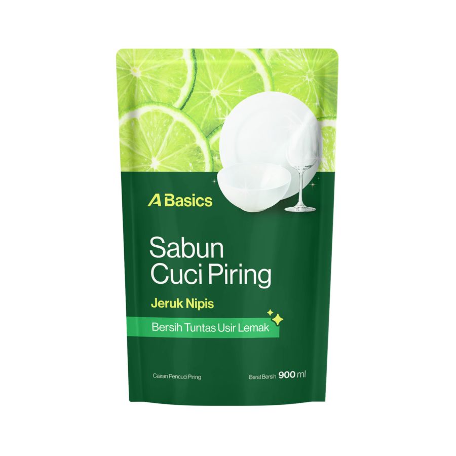 Sabun Pencuci Piring Pouch Jeruk Nipis A Basics 900ml