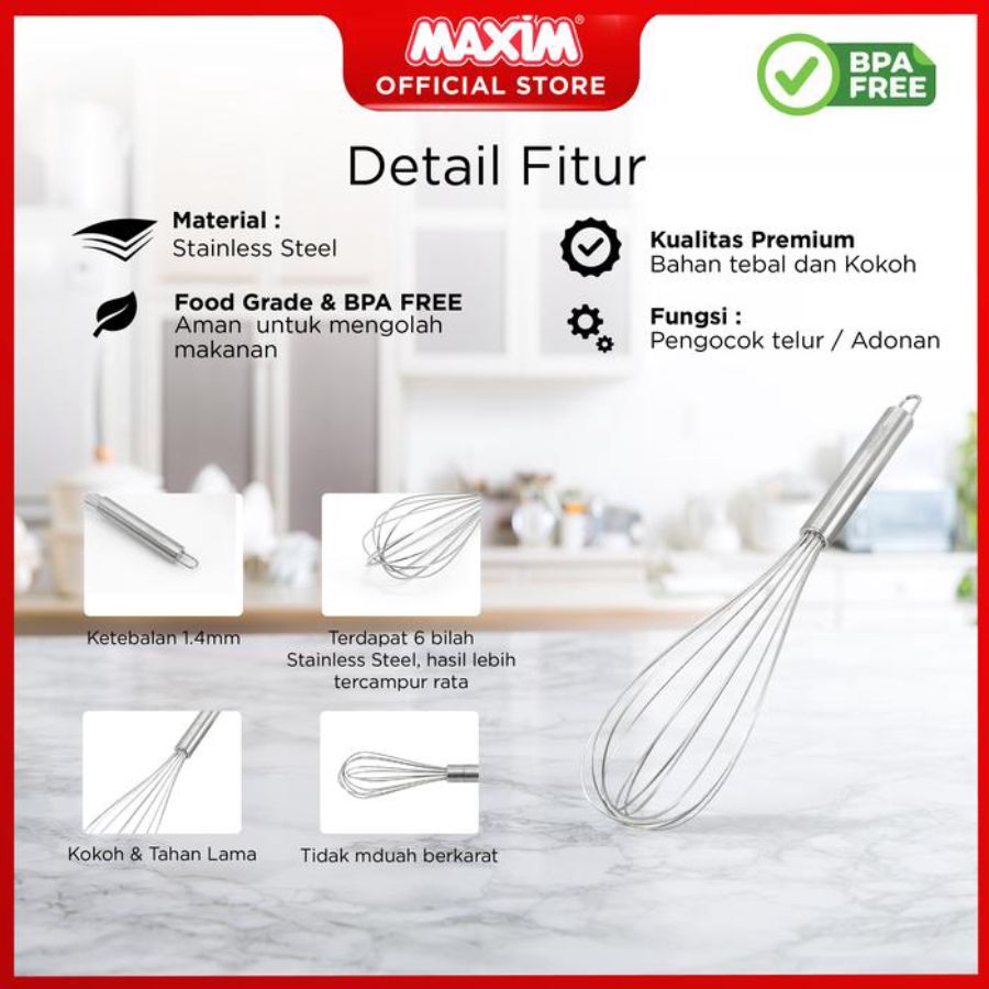 Maxim Tools Ballon Whisk Metal 8 Inch 1pcs
