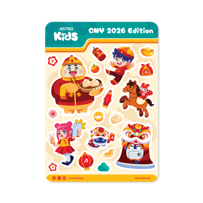 Lucky Friends CNY Sticker Sheet Astro Kids