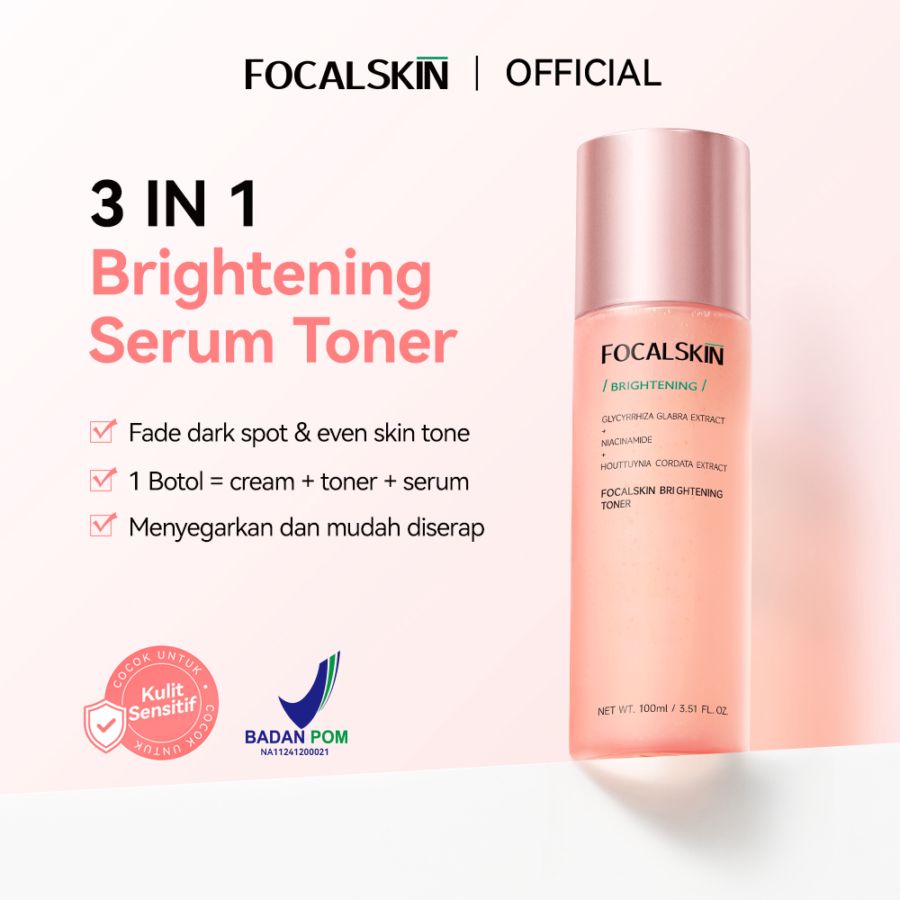 FOCALSKIN 3 In 1 Brightening Serum Toner Wajah 100ml