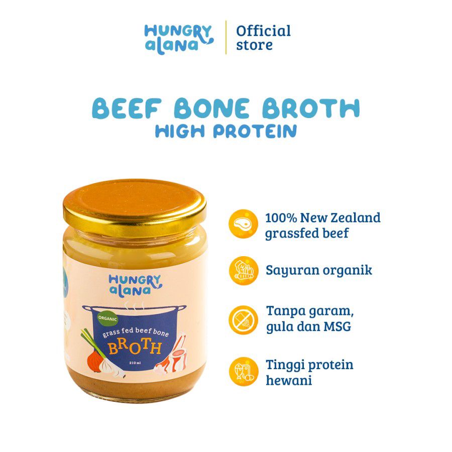 Hungry Alana Grass Fed Beef Bone Broth High Protein MPASI 210ml