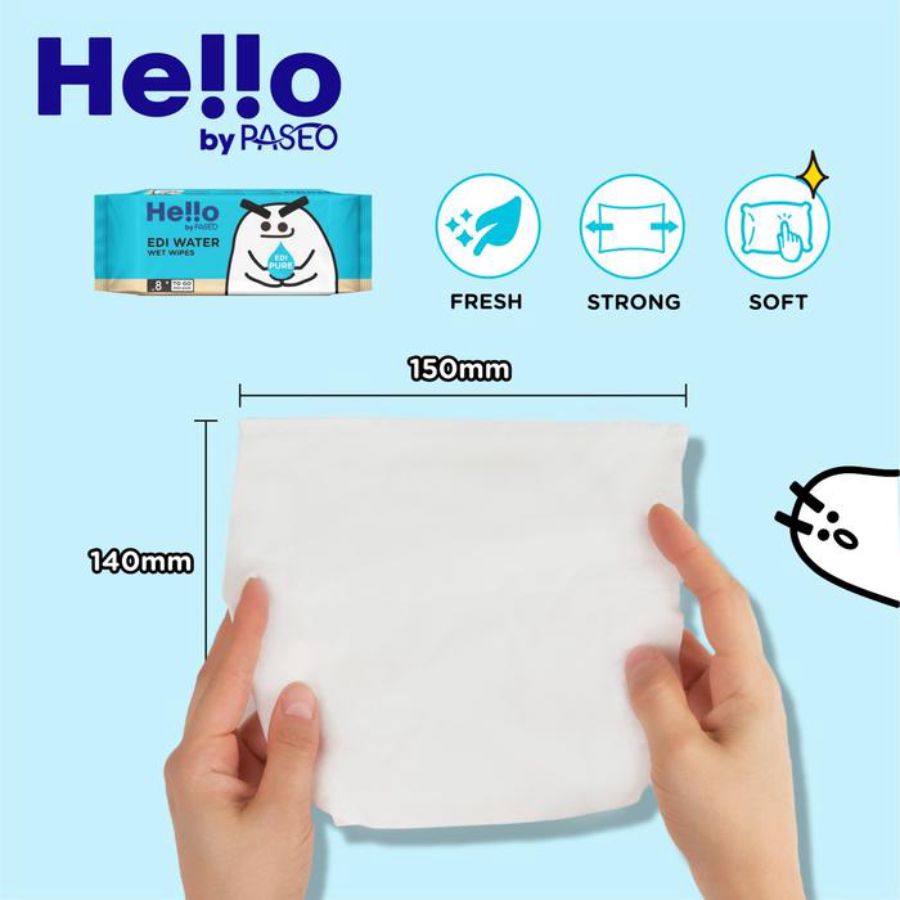 Paseo Hello EDI Water Wet Wipes Mini 8packs