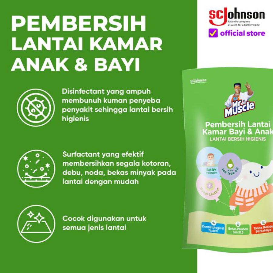 Mr Muscle Pembersih Lantai Kamar Bayi & Anak Pouch 720ml