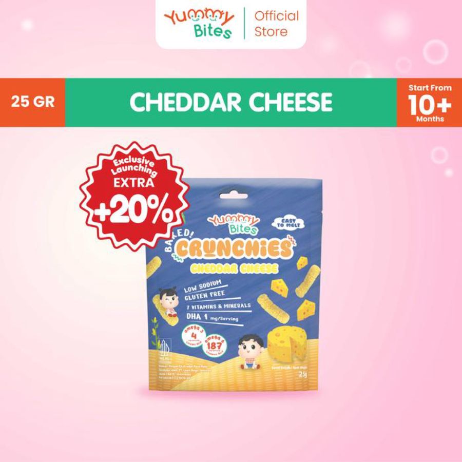 Yummy Bites Crunchies Cheddar Cheese Snack Bayi 25gram