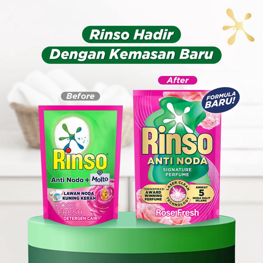 Bundle Isi 2 Rinso Anti Noda Rose Fresh Deterjen Cair 700 gram 700gram