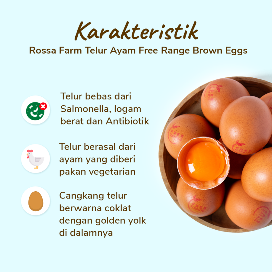 Rossa Farm Telur Ayam Free Range Brown Eggs 10butir