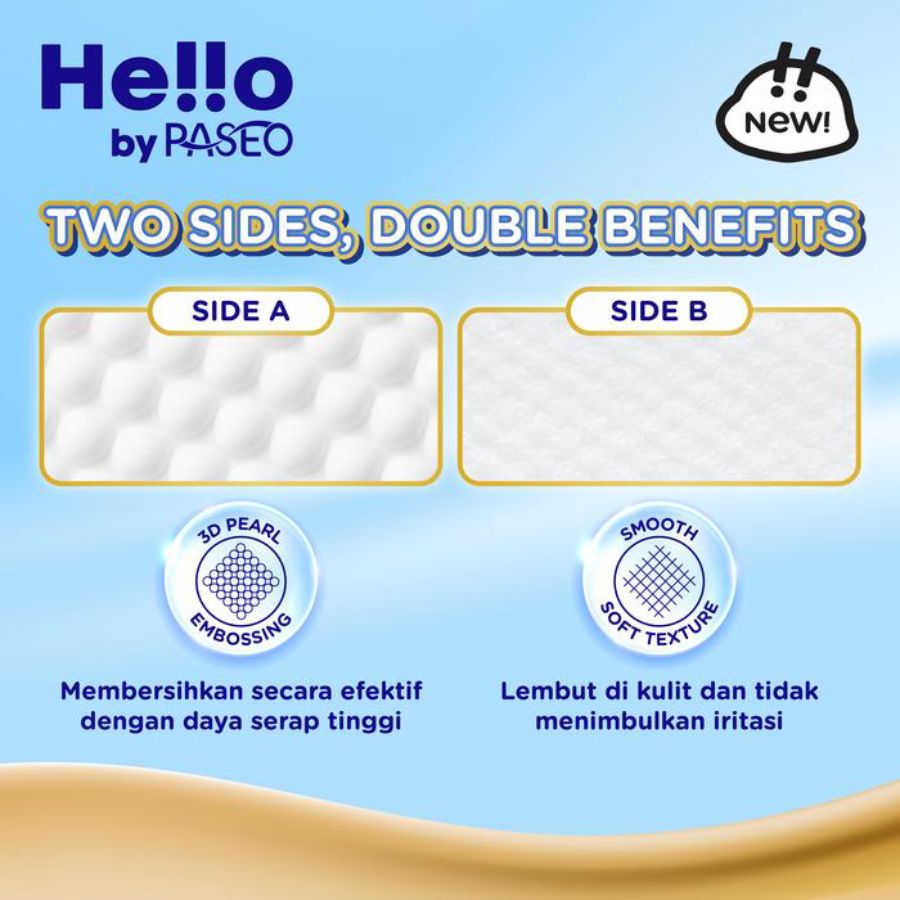 Paseo Hello Premium Facial Towel Cotton Soft Tisu Wajah 60sheets