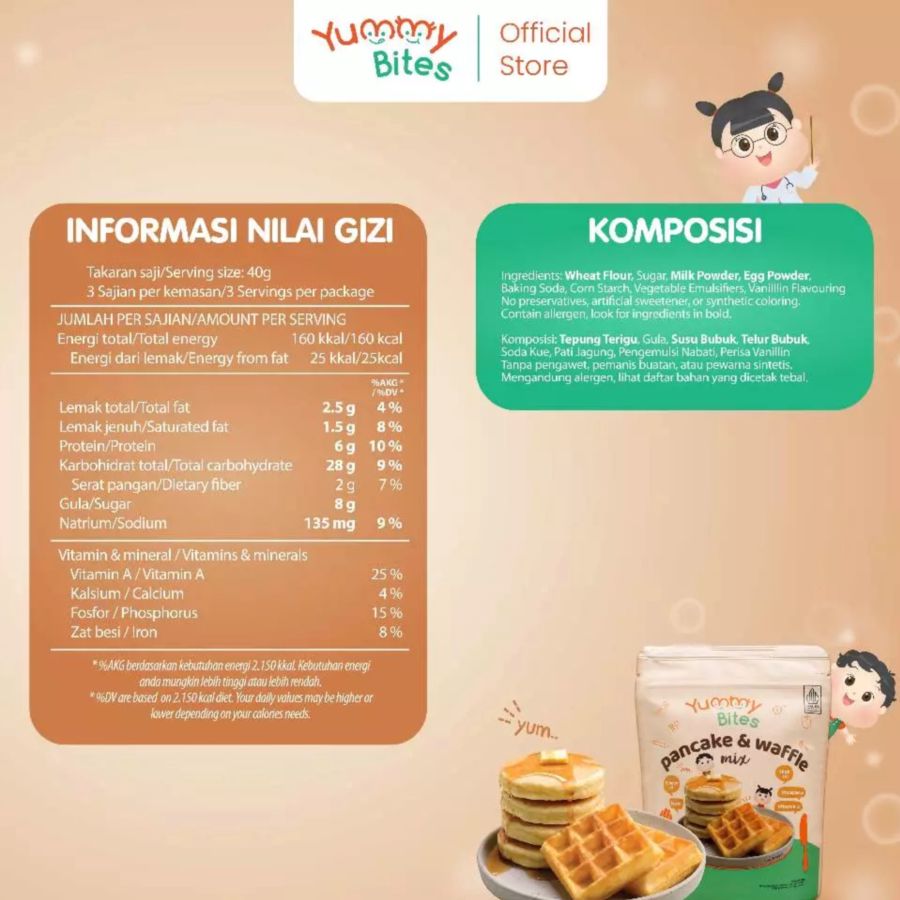 Yummy Bites Pancake & Waffle Mix Anak 130gram
